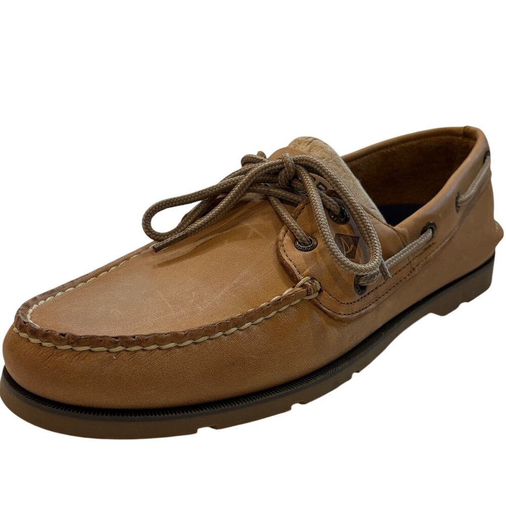 Sperry Top Sider Leeward Boat Deck Leather Shoes 077894 Brown Tan Mens 10 Preppy